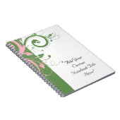 Roze en Groene Bloemen Swirl Bruiloft Notitieboek (Rechterzijde)