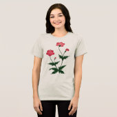 Roze en groene bloemen T-shirt (Voorkant volledig)