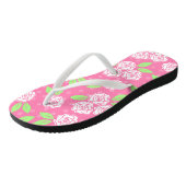 Roze en groene bloemen teenslippers (Schuin)
