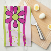 Roze en groene bloemen theedoek (Quarter Fold)