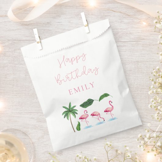 Roze en groene Bloemen Verjaardag Bedankzakje (Geknipt)