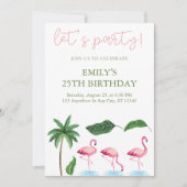 Roze en groene Bloemen Verjaardag Kaart (Voorkant)