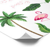 Roze en groene Bloemen Verjaardag Poster (Hoek)