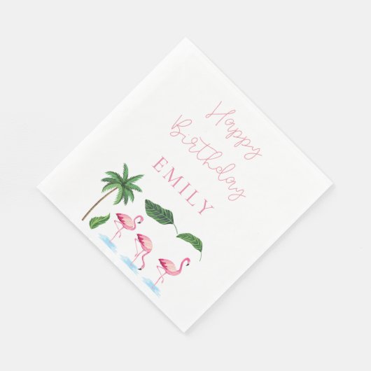 Roze en groene Bloemen Verjaardag Servet (Hoek)