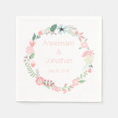 Roze en Groene Bloemenkrans Patroon Papieren serve Servet (Voorkant)