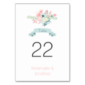 Roze en Groene Bloemenkrans Tafel Kaarten (Achterkant)