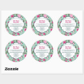 Roze en groene bloemenschildering label  (Vel)