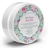 Roze en groene bloemenschildering label 