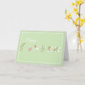 Roze en groene bloemenskaart met Pasen groet Kaart (Gele Bloem)