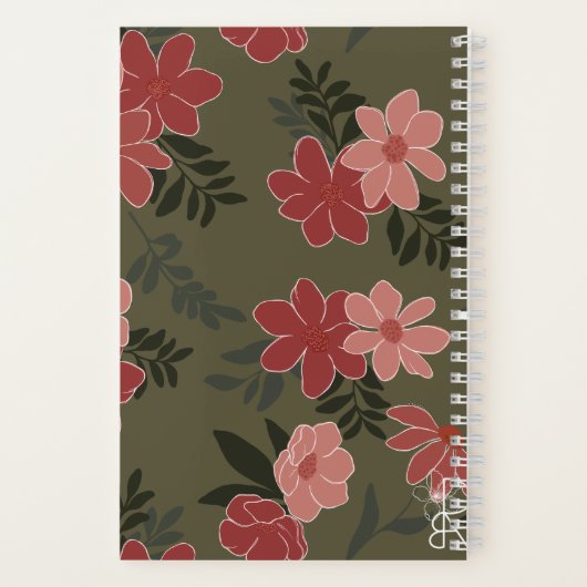 Roze en groene bloemenspiraal notitieboek | Journa (Achterkant)