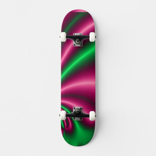 Roze en Groene BloemenStroom Skateboard (Voorkant)