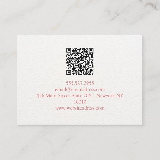 Roze en groene bloemenvlinder met QR Visitekaartje (Achterkant)