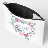 Roze en groene bloemhartige gepersonaliseerde etui (Open)