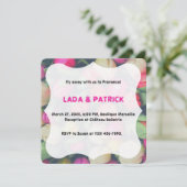 Roze en groene bloemige tulp achtergrond foto Dest Kaart (Staand voorkant)