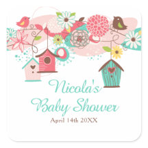 Roze en groene bloemkooi baby shower