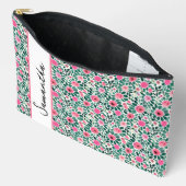 Roze en groene bloemstuk gepersonaliseerd etui (Open)