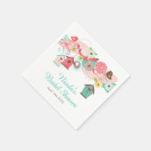 Roze en groene bloemstukken bruids douche servet (Hoek)