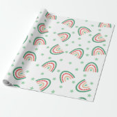 Roze en groene boho-regenboog cadeaupapier (Uitgerold)