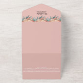 Roze en Groene Boho veren Foto Kerst Kaart (Buitenkant)