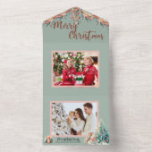 Roze en Groene Boho veren Foto Kerst Kaart (Binnen)