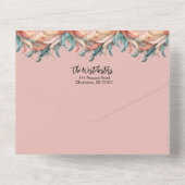 Roze en Groene Boho veren Foto Kerst Kaart (Achterkant)