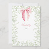 Roze en groene boog Baby shower uitnodiging (Achterkant)