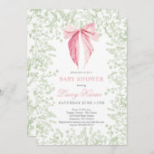 Roze en groene boog Baby shower uitnodiging (Voorkant / Achterkant)