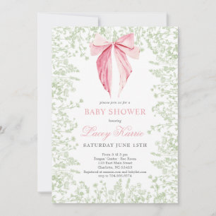 Roze en groene boog Baby shower uitnodiging