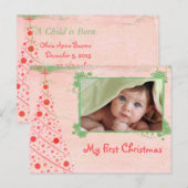 Roze en Groene Boom Eerste Kerstfoto Briefkaart (Voorkant / Achterkant)