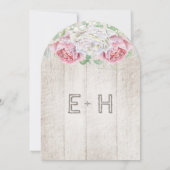 Roze en groene bosbouw Uitnodiging tot bruiloft (Achterkant)