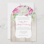 Roze en groene bosbouw Uitnodiging tot bruiloft (Voorkant)