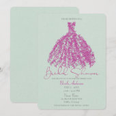 Roze en groene botanische dress Vrijgezellenfeest Kaart (Voorkant / Achterkant)