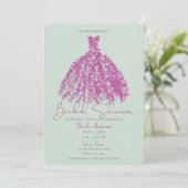 Roze en groene  botanische dress Vrijgezellenfeest Kaart (Staand voorkant)