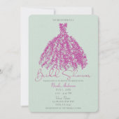 Roze en groene  botanische dress Vrijgezellenfeest Kaart (Voorkant)