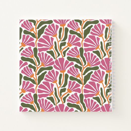 Roze en Groene Botanische Patroon Schetsboek Notitieboek (Achterkant)