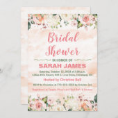 Roze en Groene Bridal Uitnodiging (Voorkant / Achterkant)