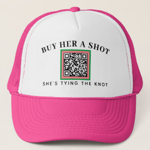 Roze en Groene Bruid Bachelorette Party QR Betalin Trucker Pet
