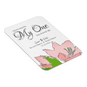 Roze en groene bruiloft Floral sparen de Datum Magneet (Rechterzijde)