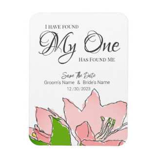 Roze en groene bruiloft Floral sparen de Datum Magneet