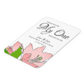 Roze en groene bruiloft Floral sparen de Datum Magneet (Linkerzijde)