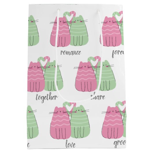 Roze en groene bruiloft medium cadeauzakje (Achterkant)