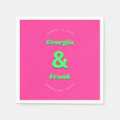 Roze en groene bruiloft of verlovingsfeest servet (Voorkant)