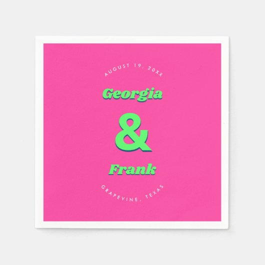 Roze en groene bruiloft of verlovingsfeest servet (Voorkant)