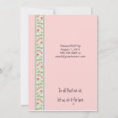 Roze en groene bruiloft receptie uitnodiging (Achterkant)