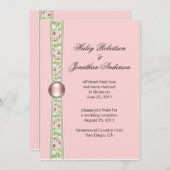 Roze en groene bruiloft receptie uitnodiging (Voorkant / Achterkant)