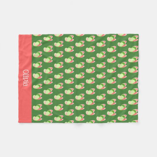 Roze en groene Butterflies, gepersonaliseerd Fleece Deken (Voorkant (Horizontaal))