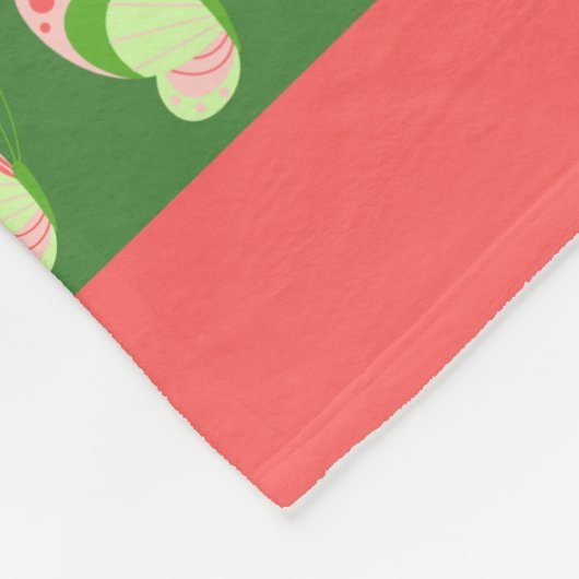 Roze en groene Butterflies, gepersonaliseerd Fleece Deken (Hoek)