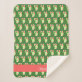 Roze en groene Butterflies, gepersonaliseerd Sherpa Deken (Voorkant)