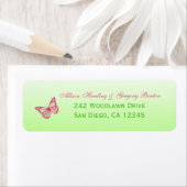 Roze en groene Butterfly Return Address Label (Insitu)