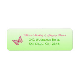 Roze en groene Butterfly Return Address Label